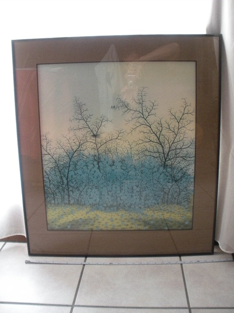 Forget me nots signé Ivan Lackovic Croata 1973 (sous cadre), Antiquités & Art, Animaux et nature, Signé, Enlèvement, Lithographie