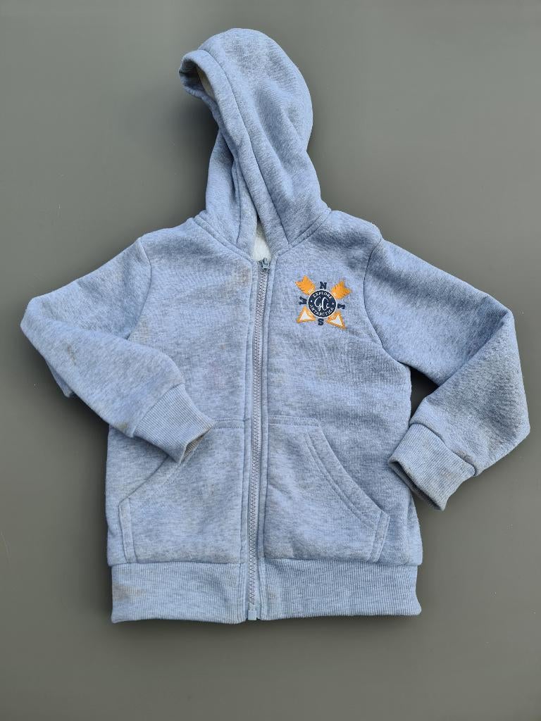 grijze fleece jas, pull, trui, 110-116, Kinderen en Baby's, Ophalen, Zo goed als nieuw, Jas