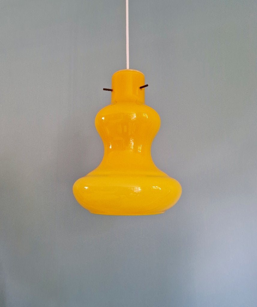 Vintage gele opaline hanglamp, Italië, 1960-70, Ophalen of Verzenden