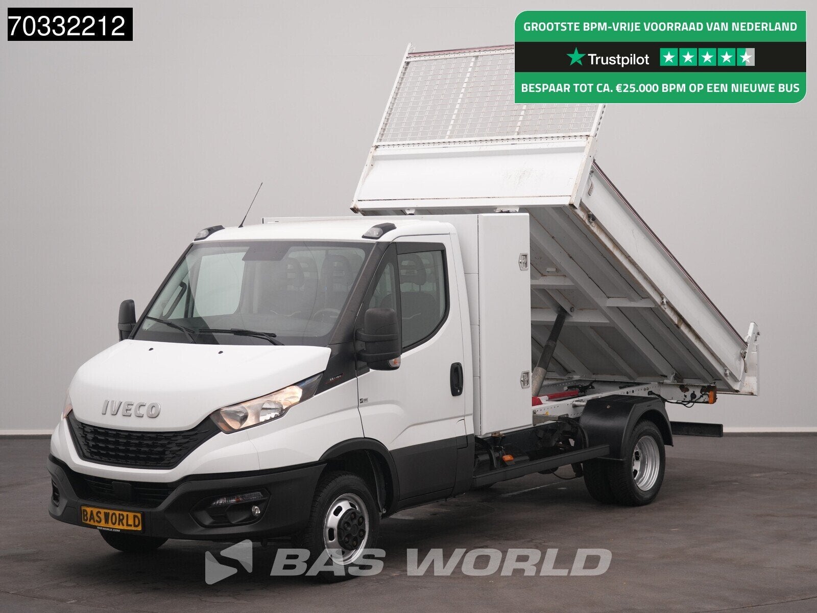Iveco Daily 35C16 3.0L Kipper met Kist Dubbellucht 3,5t Trek, Stof, Gebruikt, Euro 6, 4 cilinders