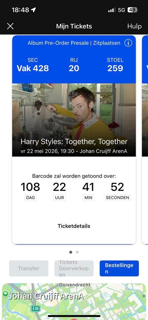 Harry Styles : 2 billets pour Amsterdam, 22 mai 2026, Deux personnes, Mai