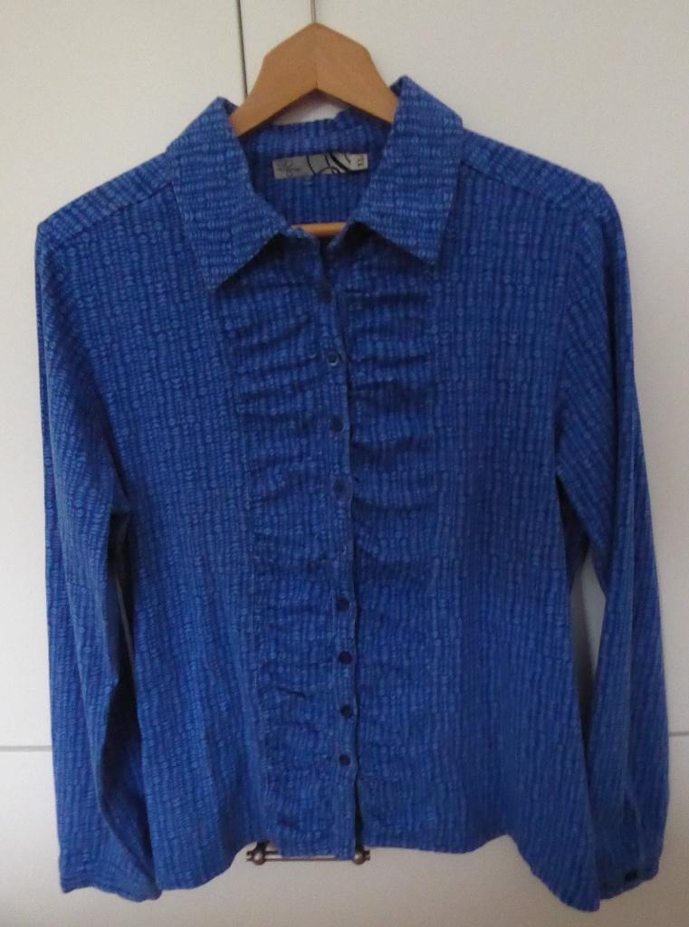 D'AUVRY, blauwe blouse warm stofje maat XL / ca 44, Kleding | Dames, Blauw, Maat 42/44 (L), Ophalen of Verzenden, Zo goed als nieuw