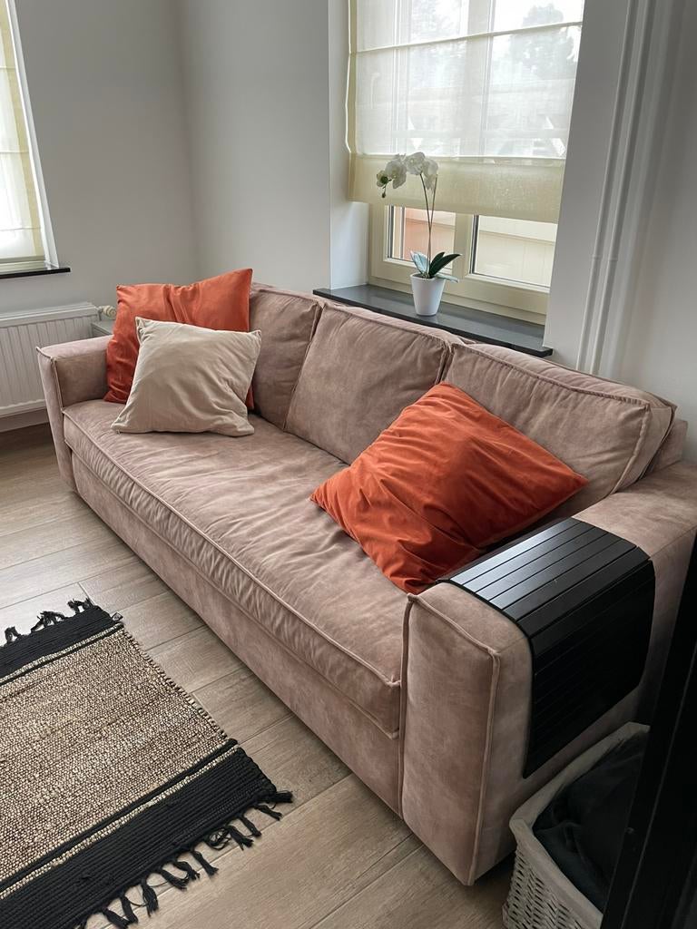 Ruime zitbank beige zandkleur, Ophalen, Zo goed als nieuw
