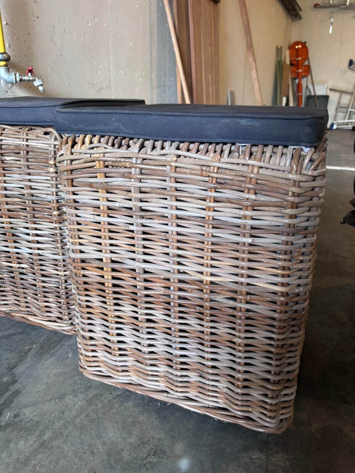 Rotan poefjes, Huis en Inrichting, Ophalen, Gebruikt, Rechthoekig