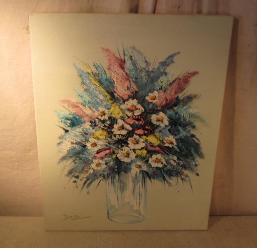 Œuvre magnifiquement peinte « Fleurs colorées » - Diana, Enlèvement ou Envoi