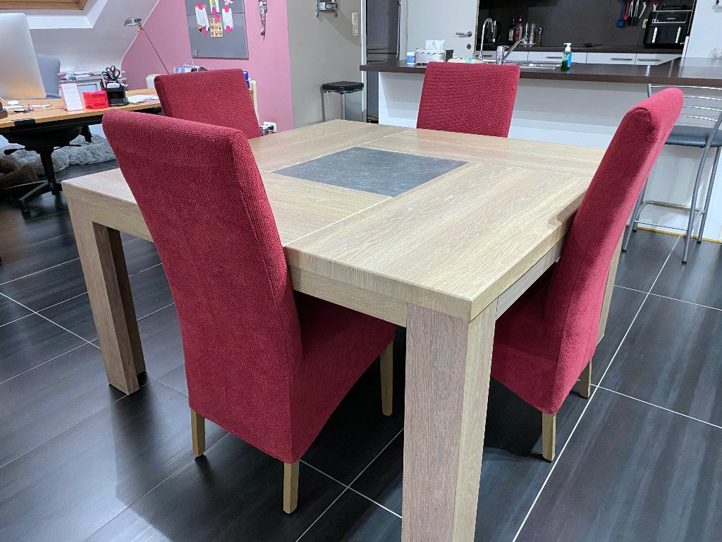 Moderne vierkante stevige eetkamertafel met 4 stoelen, Enlèvement