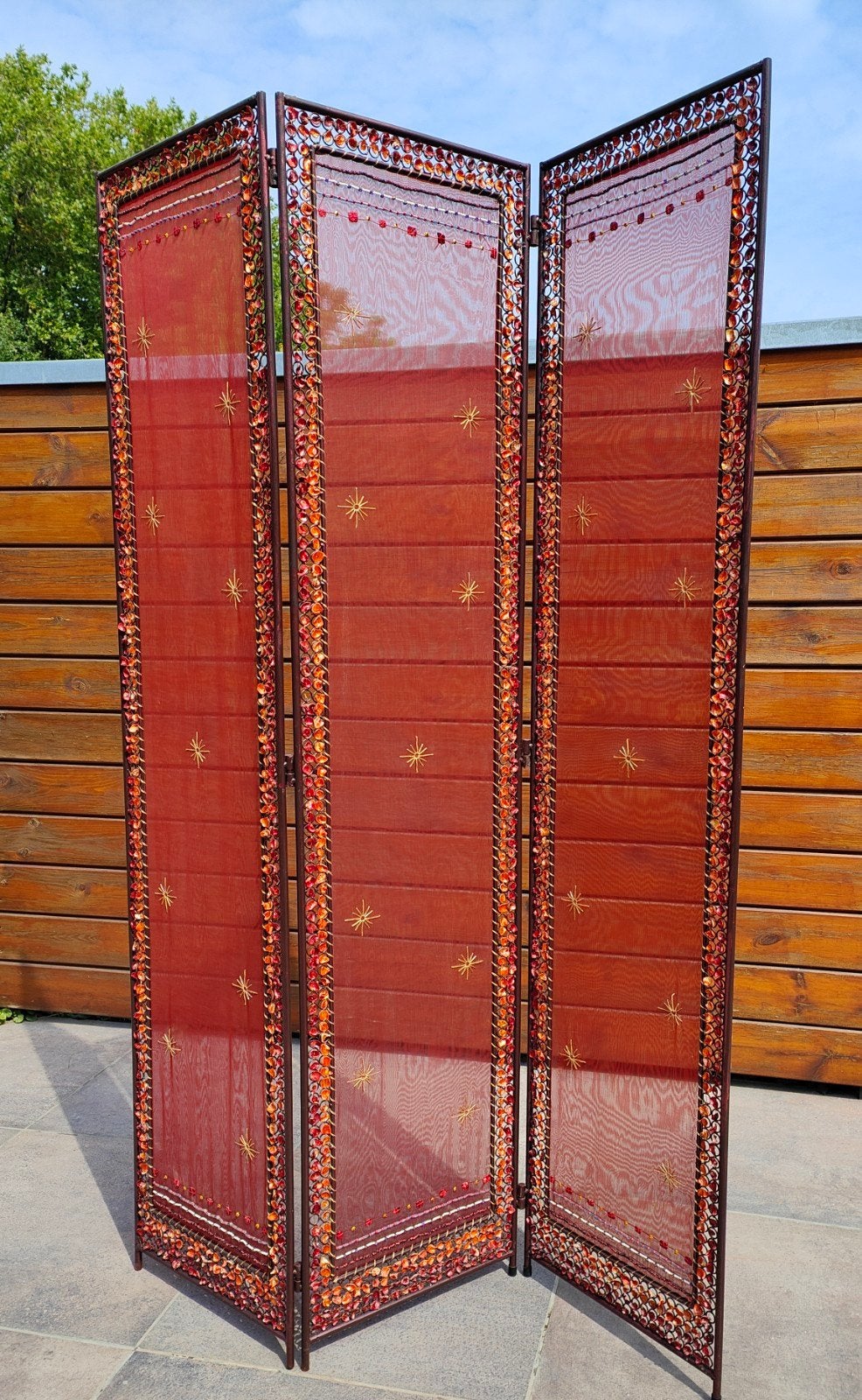 paravent artisanal tissu toile transparent, Enlèvement, Comme neuf
