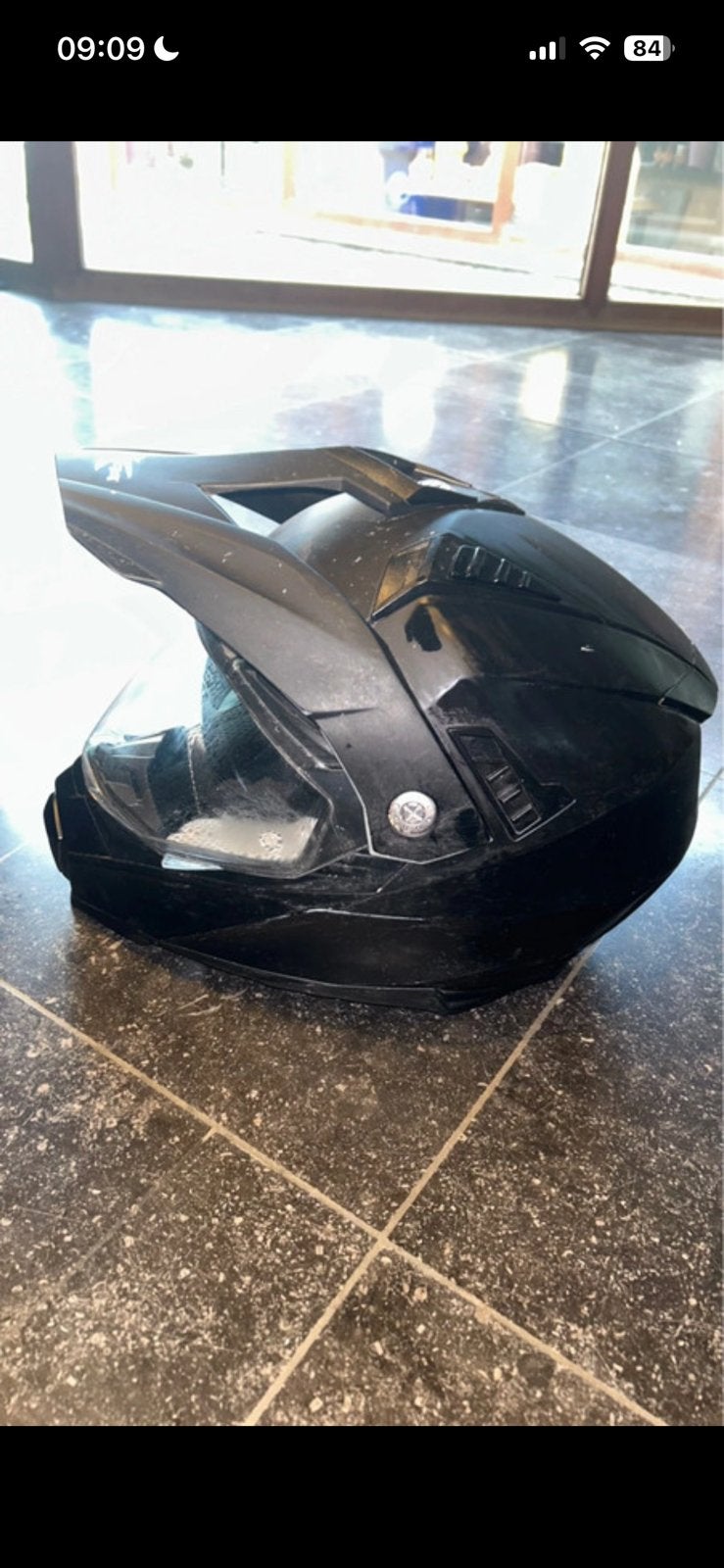 Zwarte KAPPA motorhelm met,sportieve look en zonneklep, Ophalen of Verzenden, Tweedehands, M, Overige merken