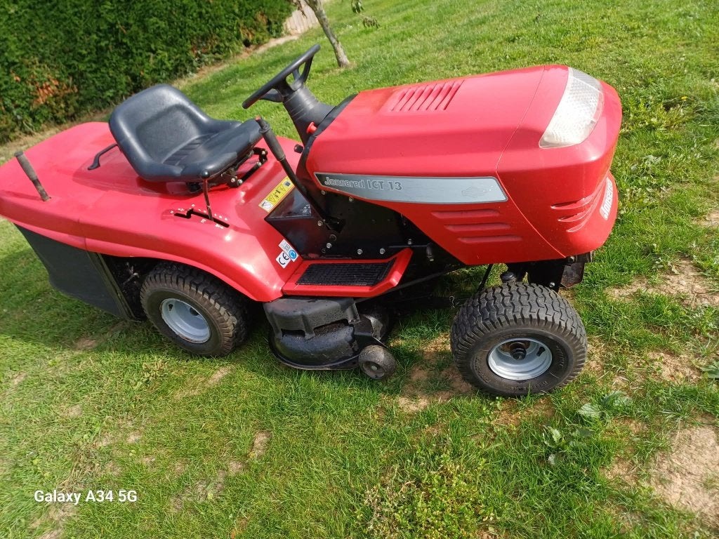 Jonsered tractor grasmaaier lees de advertentie, Tuin en Terras, Zitmaaiers, Gebruikt, 90 tot 120 cm, Elektrische starter, Opvangbak
