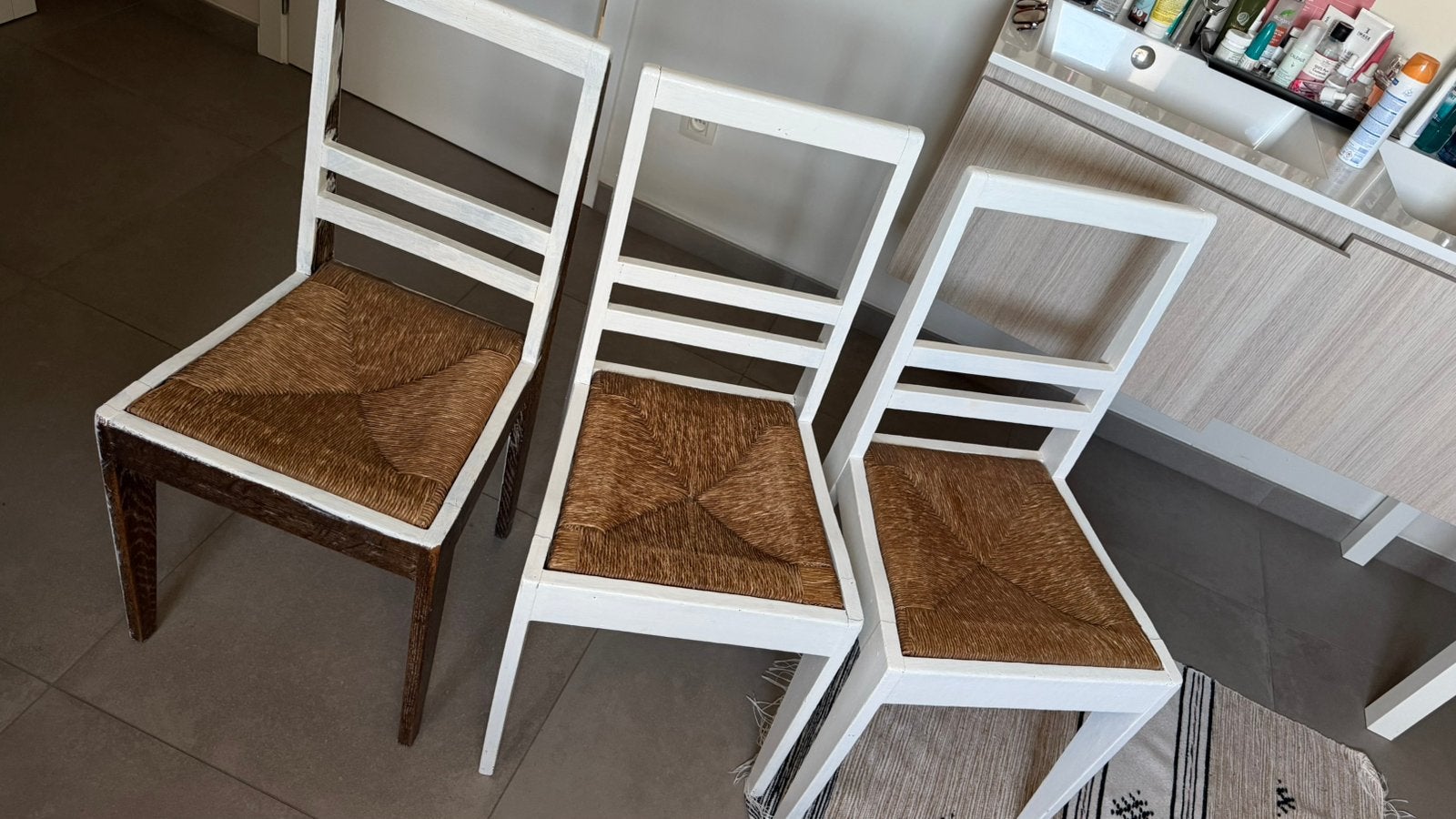 3 stoelen, Ophalen, Gebruikt, Wit, Eén