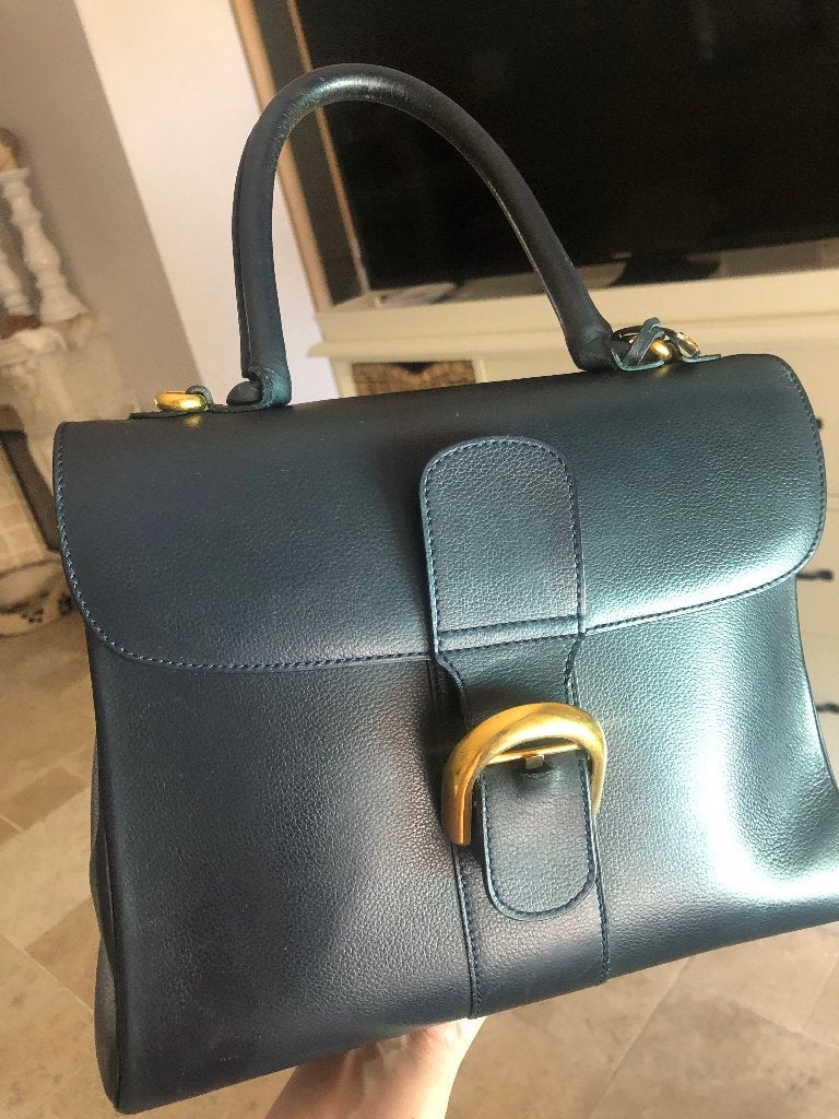 Delvaux donkerblauwe brilliant vintage, Ophalen of Verzenden, Gebruikt, Blauw