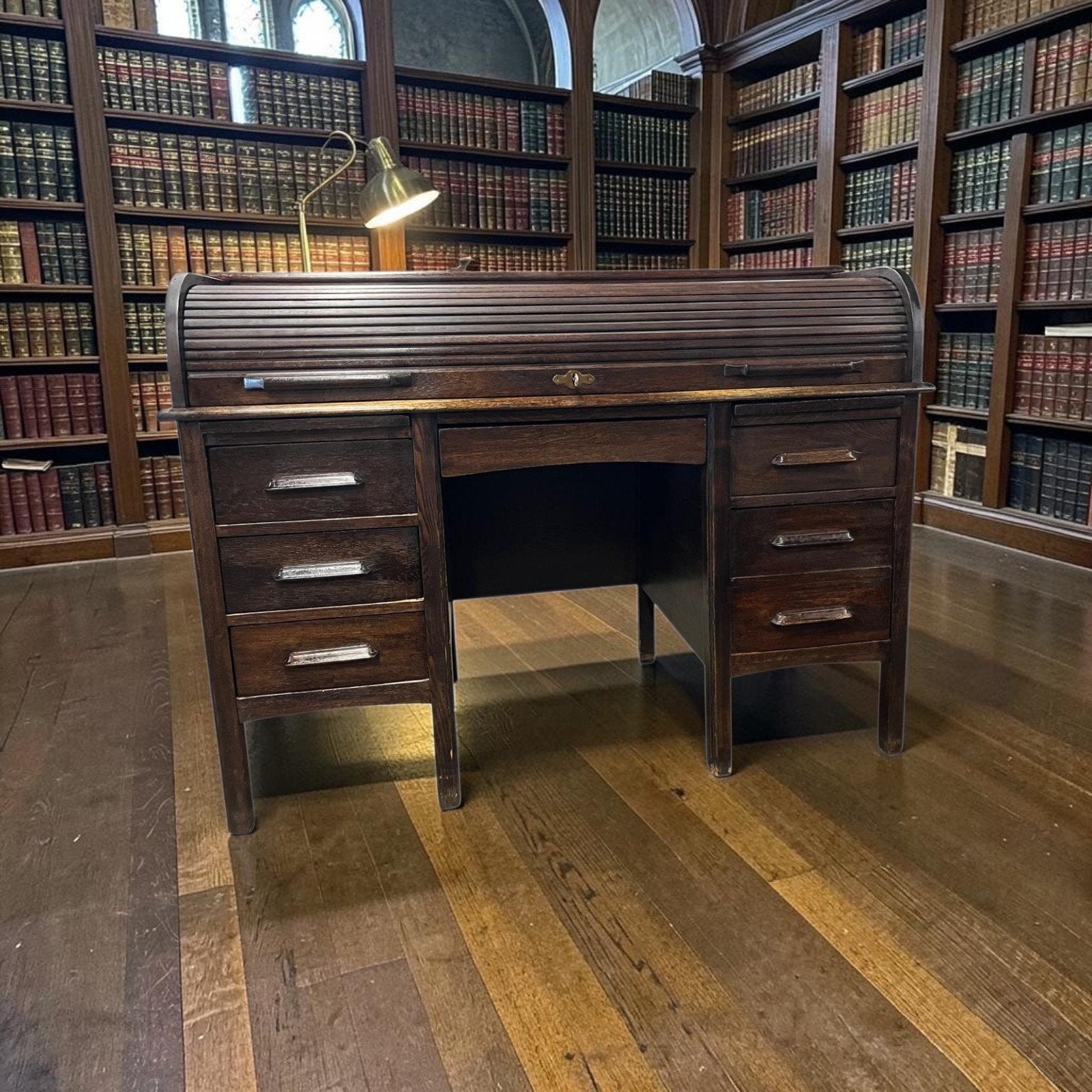 Bureau/bureau américain vintage en bois avec volet, Enlèvement ou Envoi