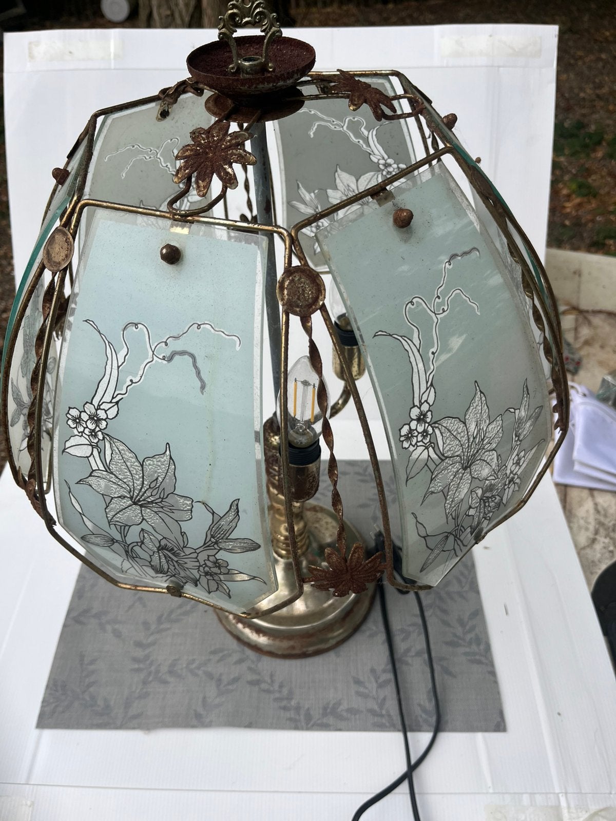 Vintage lamp restauratieproject, Huis en Inrichting, Met schakelaar, Gebruikt, Vintage, 55 cm