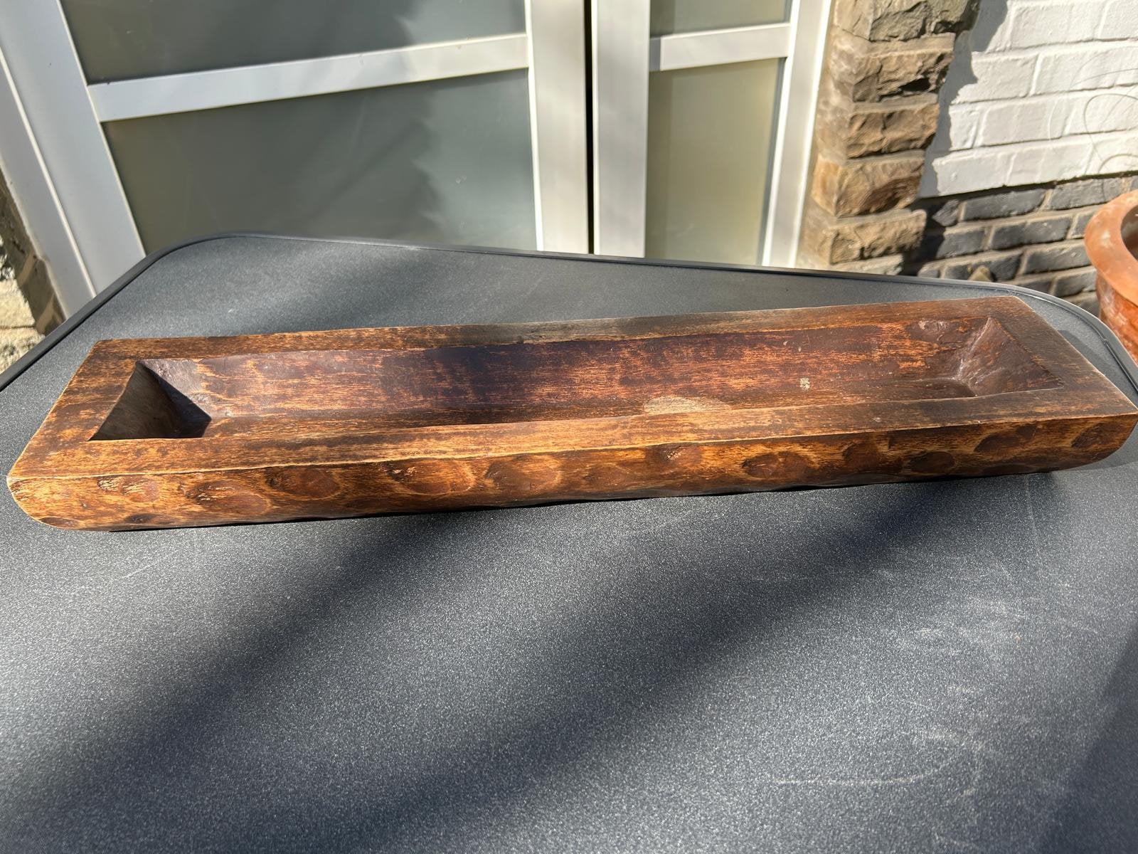 Auge rectangulaire en bois ancien, Enlèvement, Comme neuf, Rectangulaire, Bois