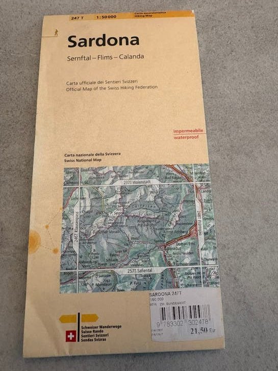 Wandelkaart Sardona : Sernftal - Flims - Calanda - Laax, Boeken, Atlassen en Landkaarten, 2000 tot heden, Europa Overig, Ophalen of Verzenden
