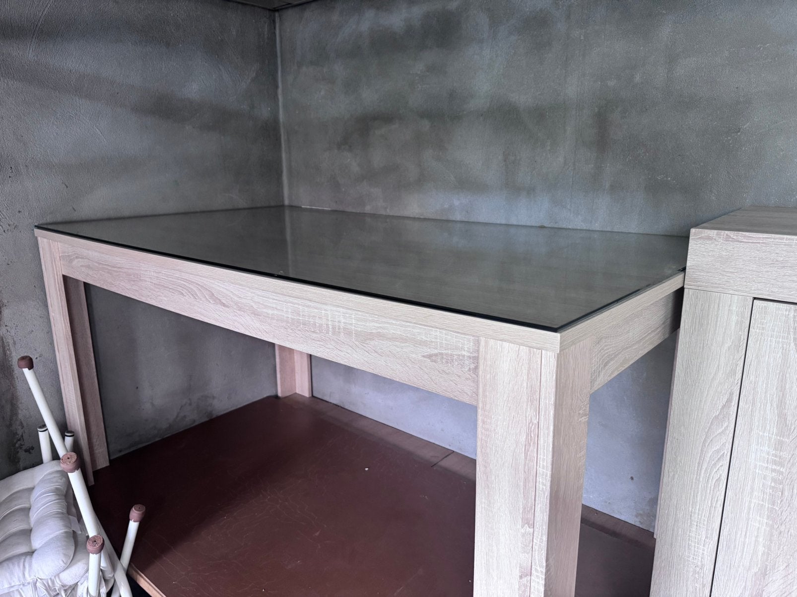 Tafel met glas, Ophalen, 50 tot 100 cm, Glas, Zo goed als nieuw