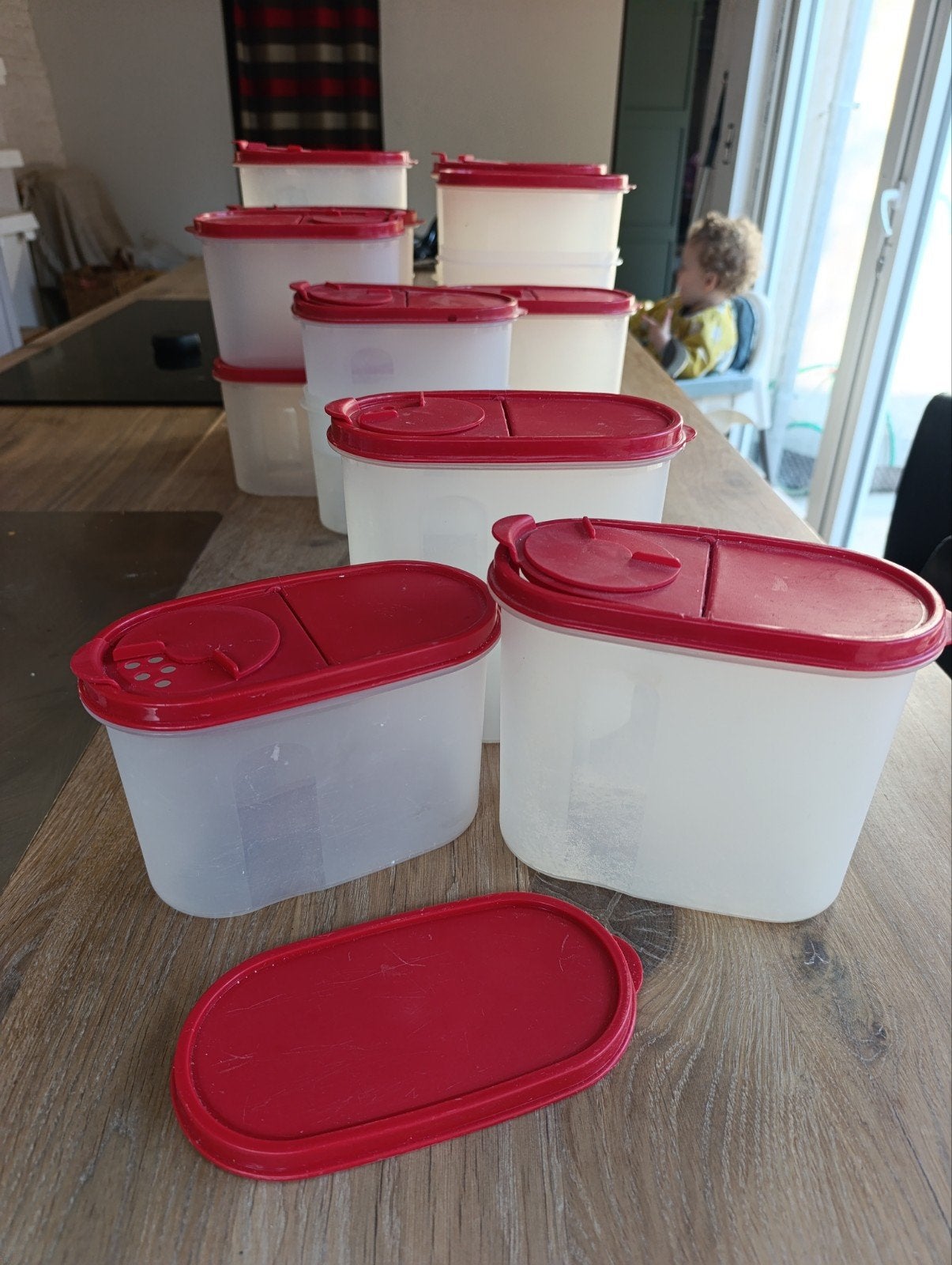 Boites de conservation, Rouge, Boîte de conservation, Avec couvercle, Enlèvement