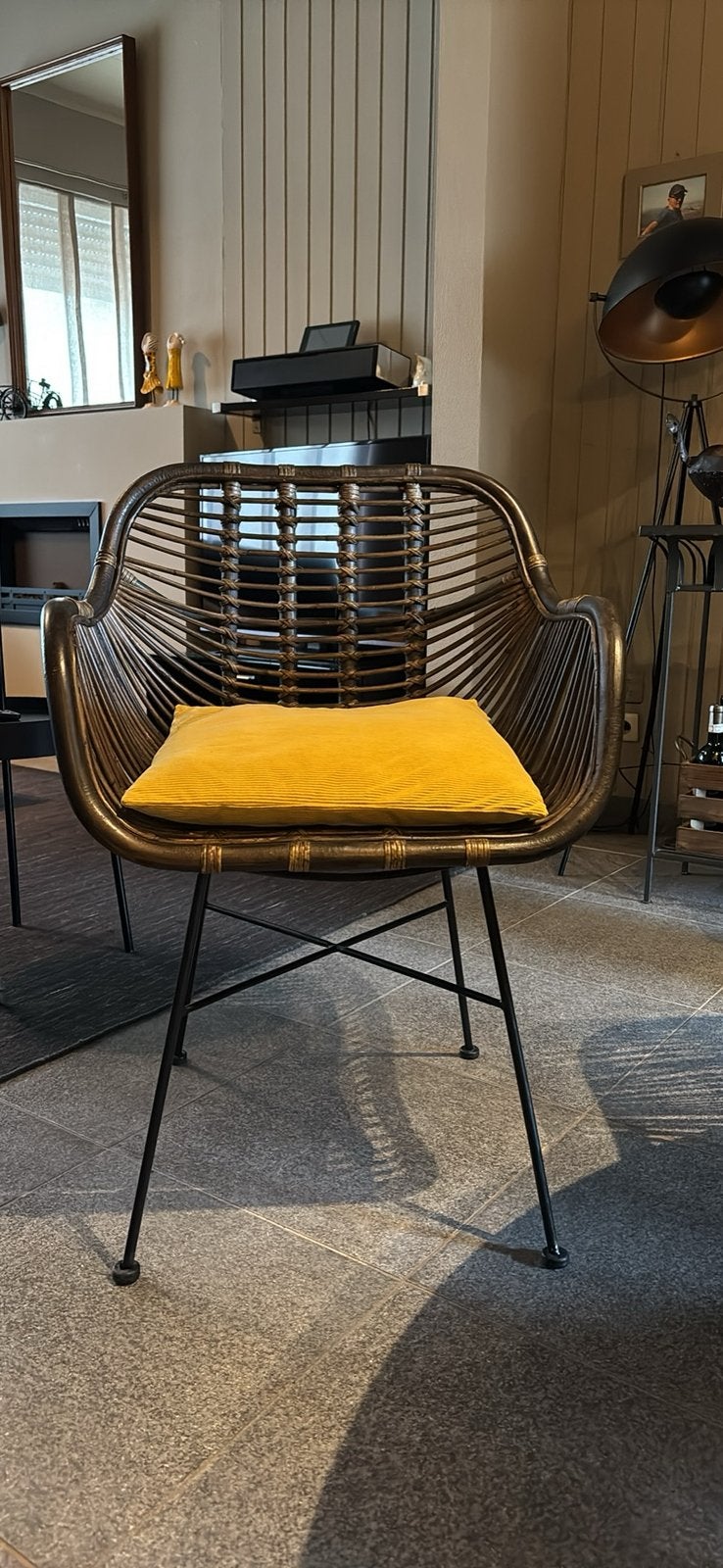 Rotan stoelen + kussentje (4), Ophalen, Zo goed als nieuw, Vier