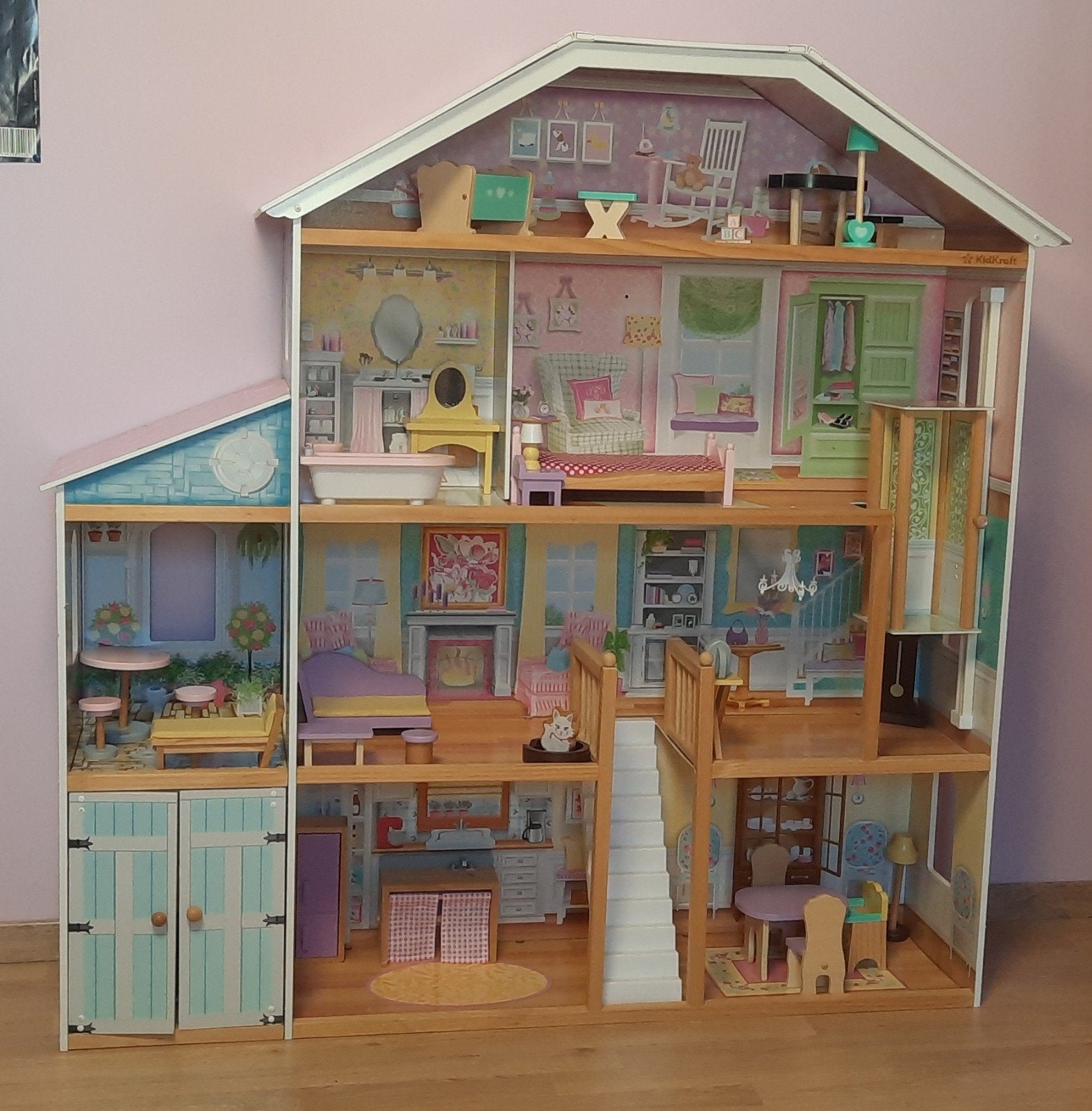 Groot houten poppenhuis (voor vb Barbies) Kidcraft, Enlèvement, Comme neuf, Maison de poupées
