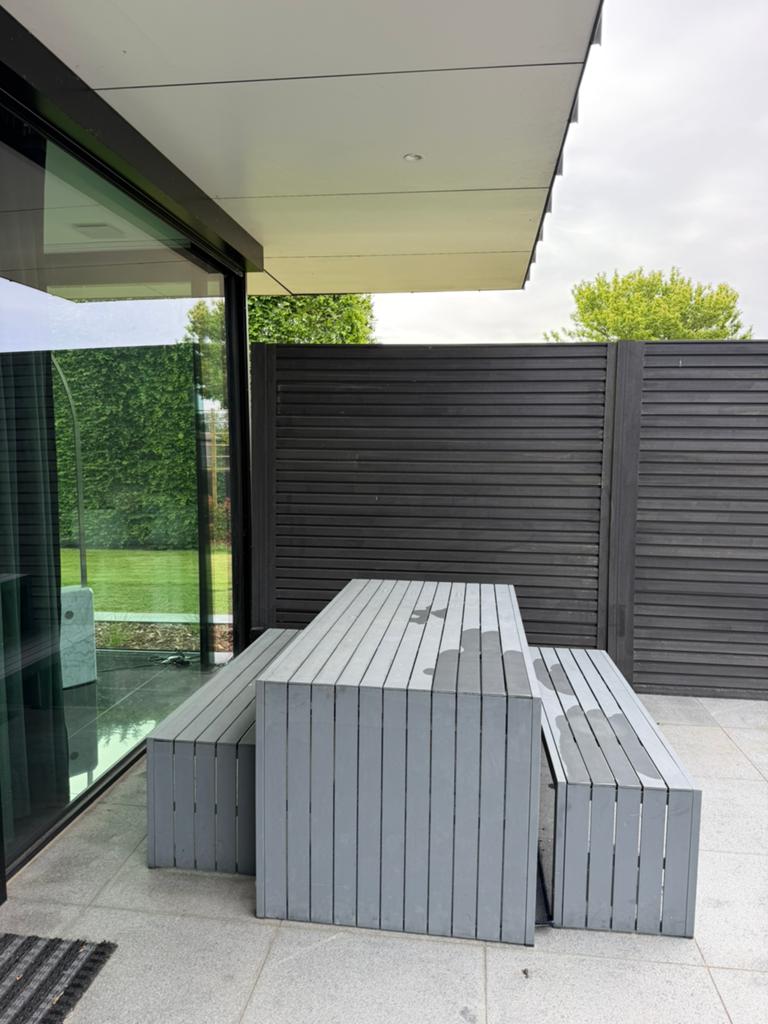 Table de jardin anthracite avec bancs, Enlèvement, Utilisé, Rectangulaire, Aluminium