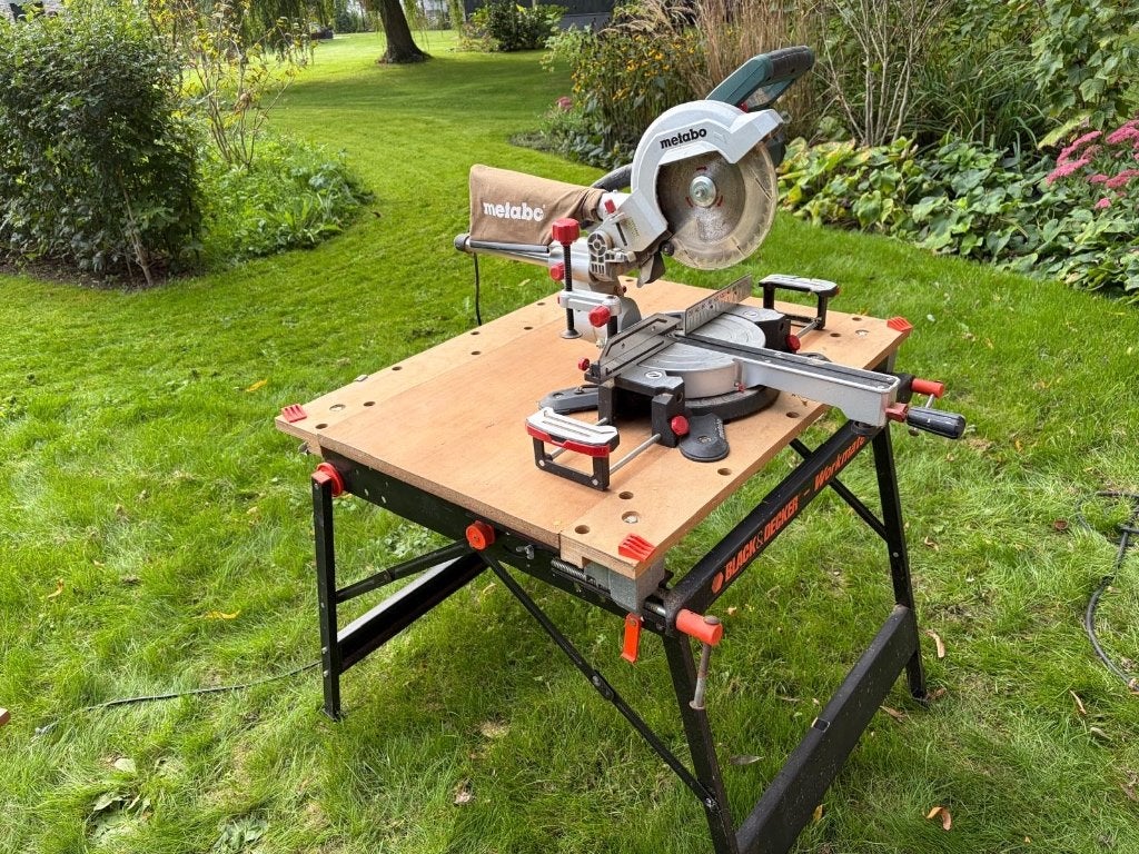 Metabo KGS 216 M afkort- en verstekzaag 1.500W + tafel, Ophalen, Gebruikt, Afkortzaag, Metabo