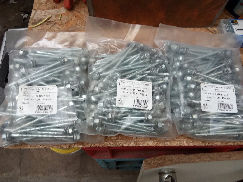 300 tirfons 6,3 x100 et 6,3x70 mm pour toiture ou bardage, Bricolage & Construction, Enlèvement