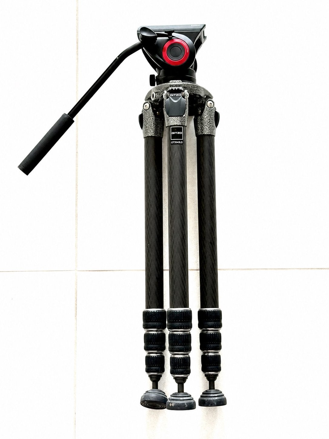 Gitzo GT3543LS Carbon + Manfrotto MVH500AH videokop, Audio, Tv en Foto, Fotografie | Statieven en Balhoofden, Ophalen, Zo goed als nieuw