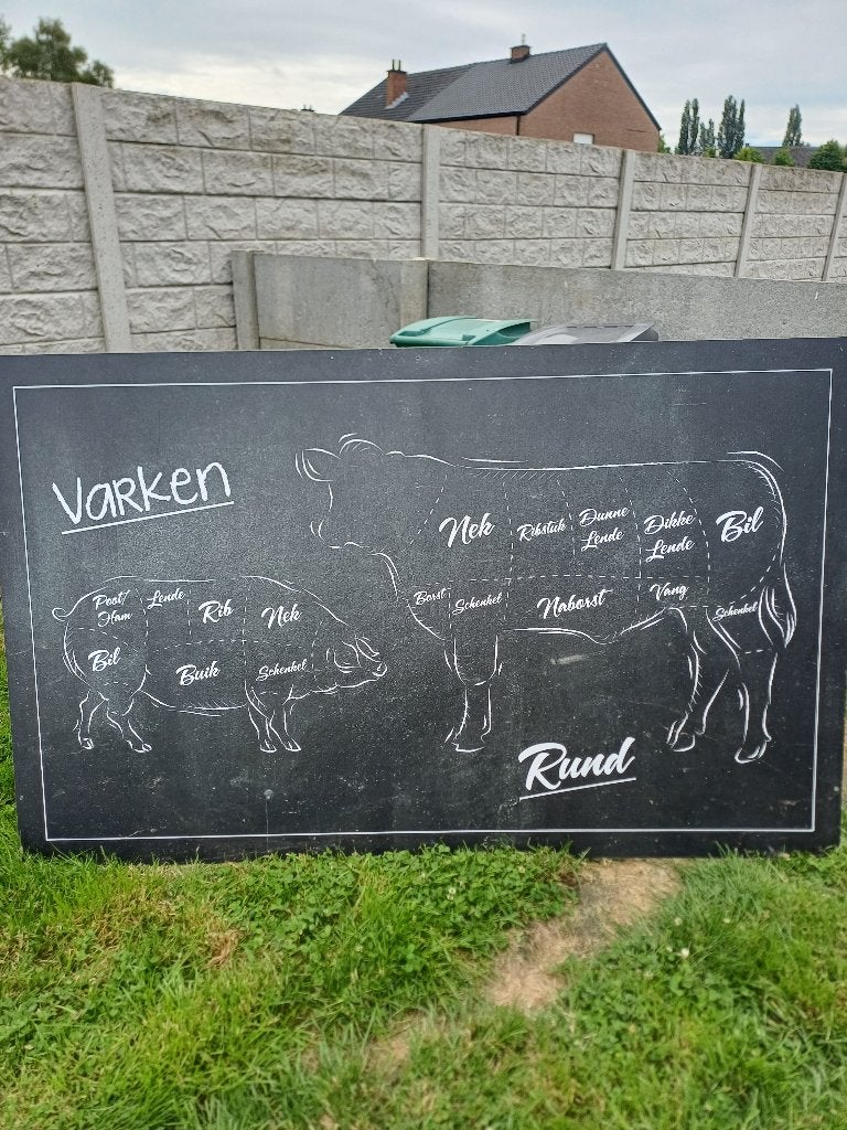 Groot reclame bord varken en rund, Ophalen