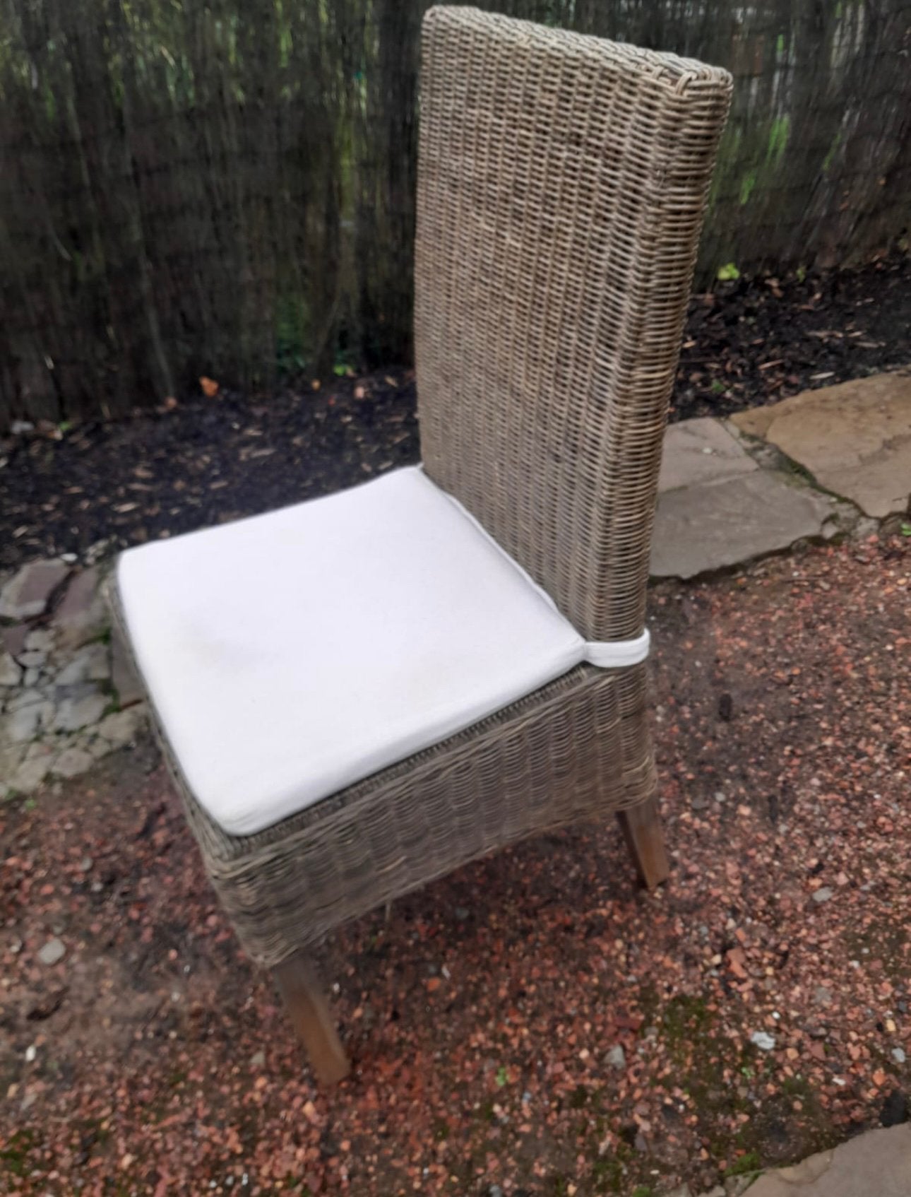 6 chaises en rotin avec galettes lavables, Enlèvement, Comme neuf