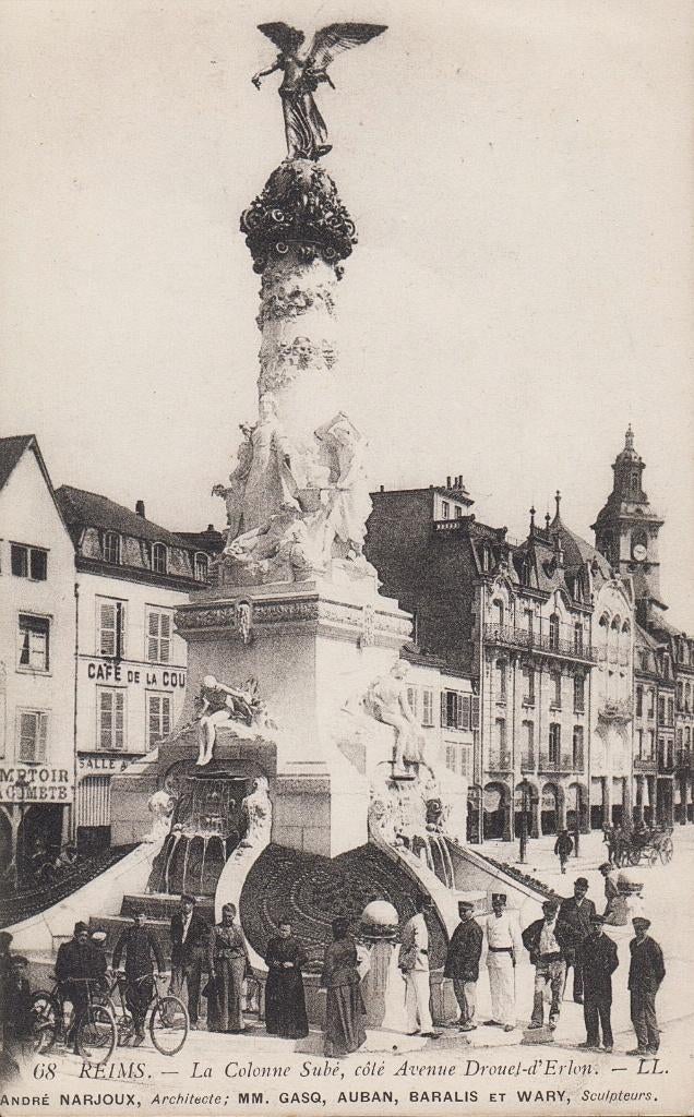 1907 - FRANCE - Reims : La Colonne Subé, Envoi, Avant 1920, Non affranchie, France