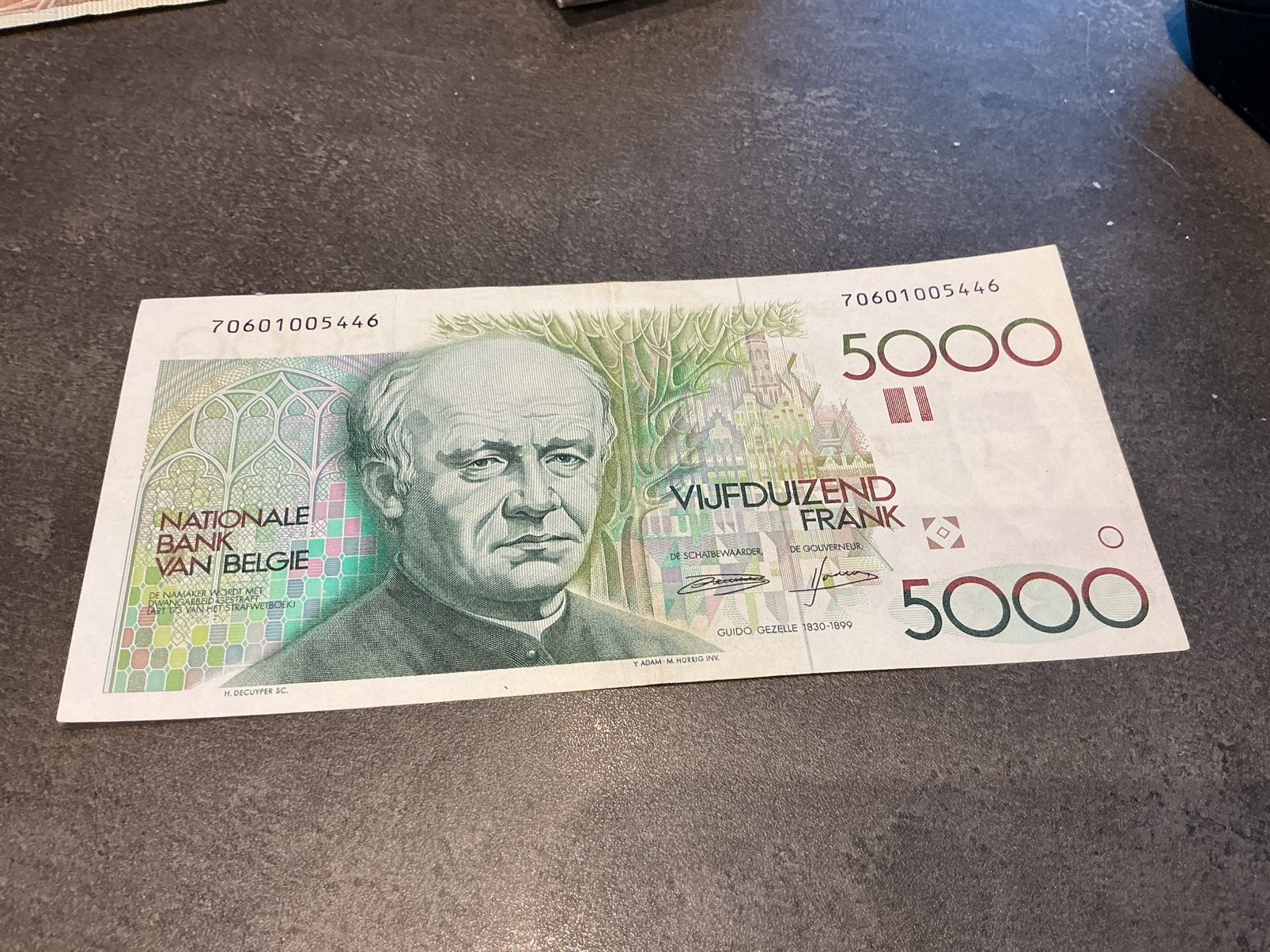 Belgique 5000 Frank type Gezelle, Enlèvement ou Envoi