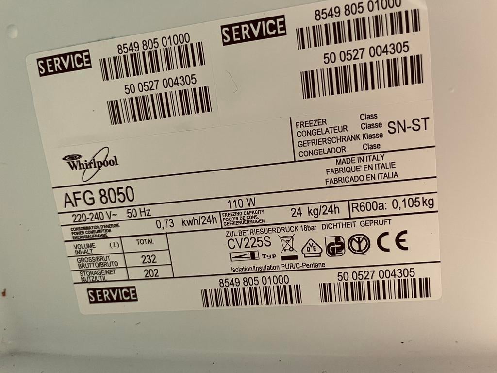 Whirlpool diepvries, Elektronische apparatuur, Koelkasten en IJskasten, Ophalen, Zo goed als nieuw