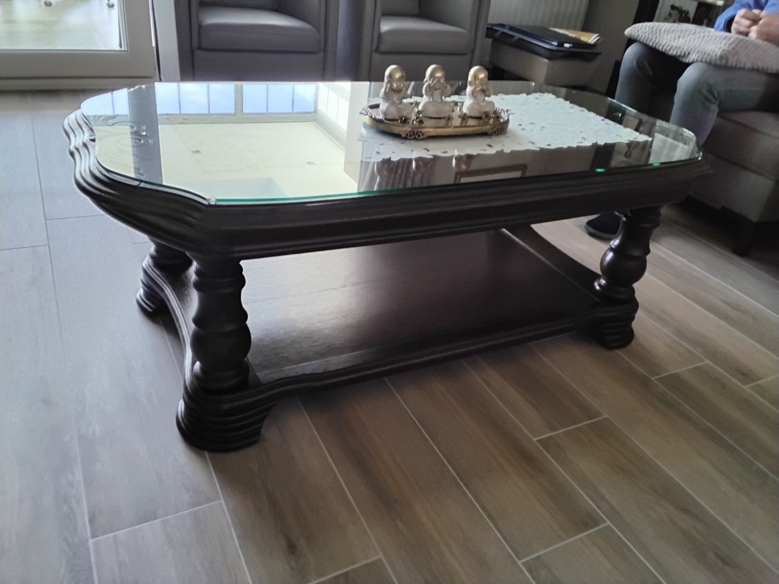 Eiken salontafel met glas, Enlèvement, Verre