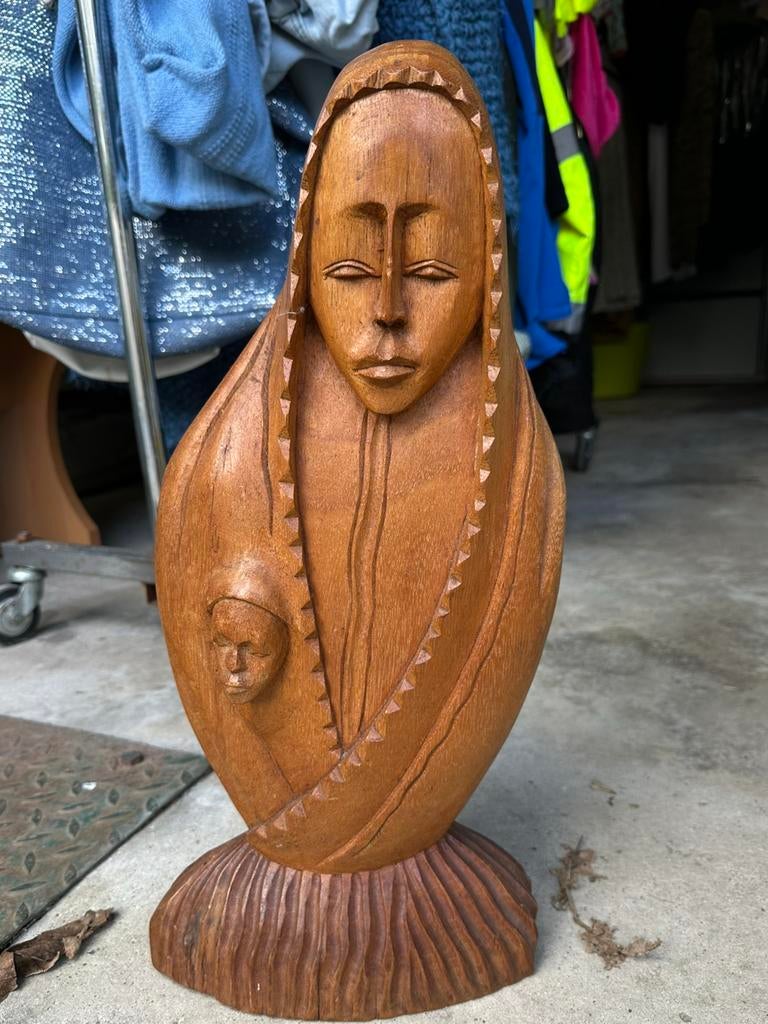 Houten Maria beeld, Tuin en Terras, Tuinbeelden, Ophalen, Zo goed als nieuw