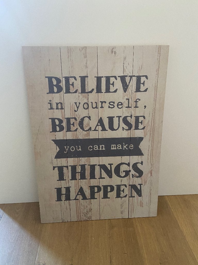 Tekst op hout, Maison & Meubles, Accessoires pour la Maison | Tableaux à écrire & Proverbes, Neuf, 50 cm, Enlèvement ou Envoi