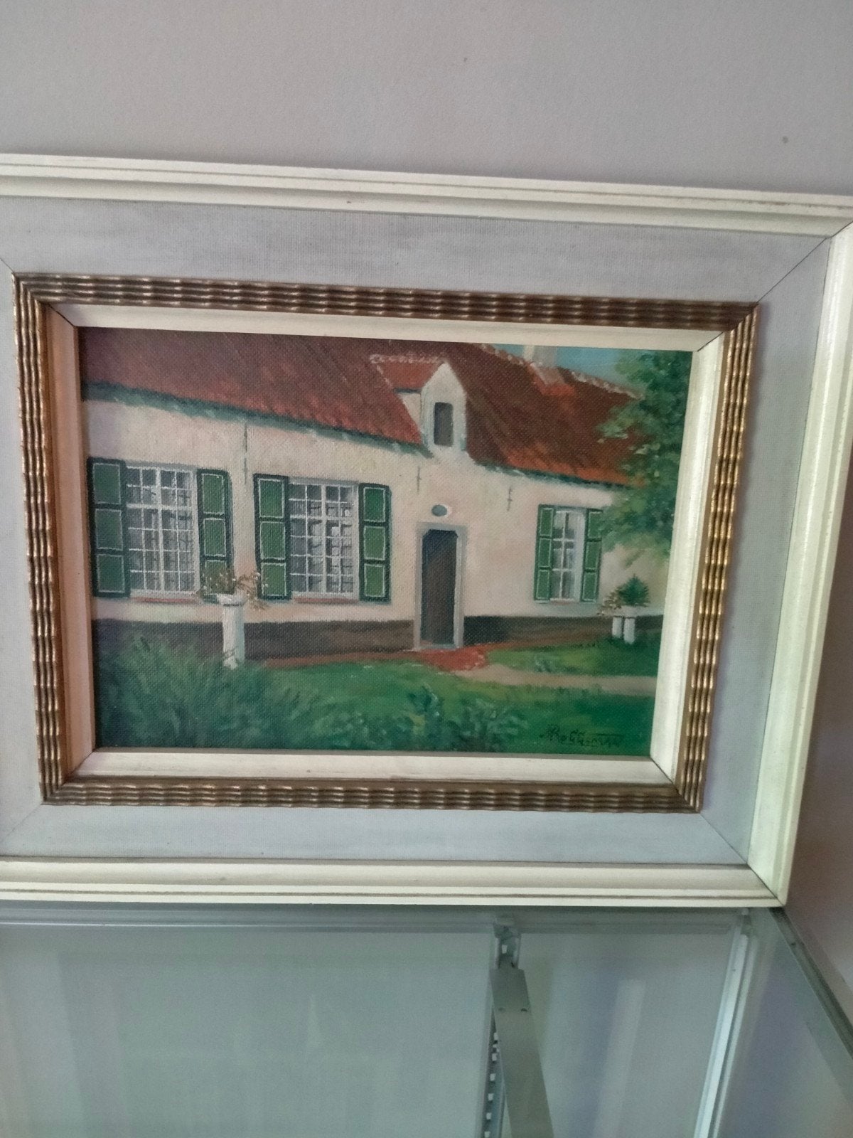 Schilderij hoeve, Ophalen, Vintage