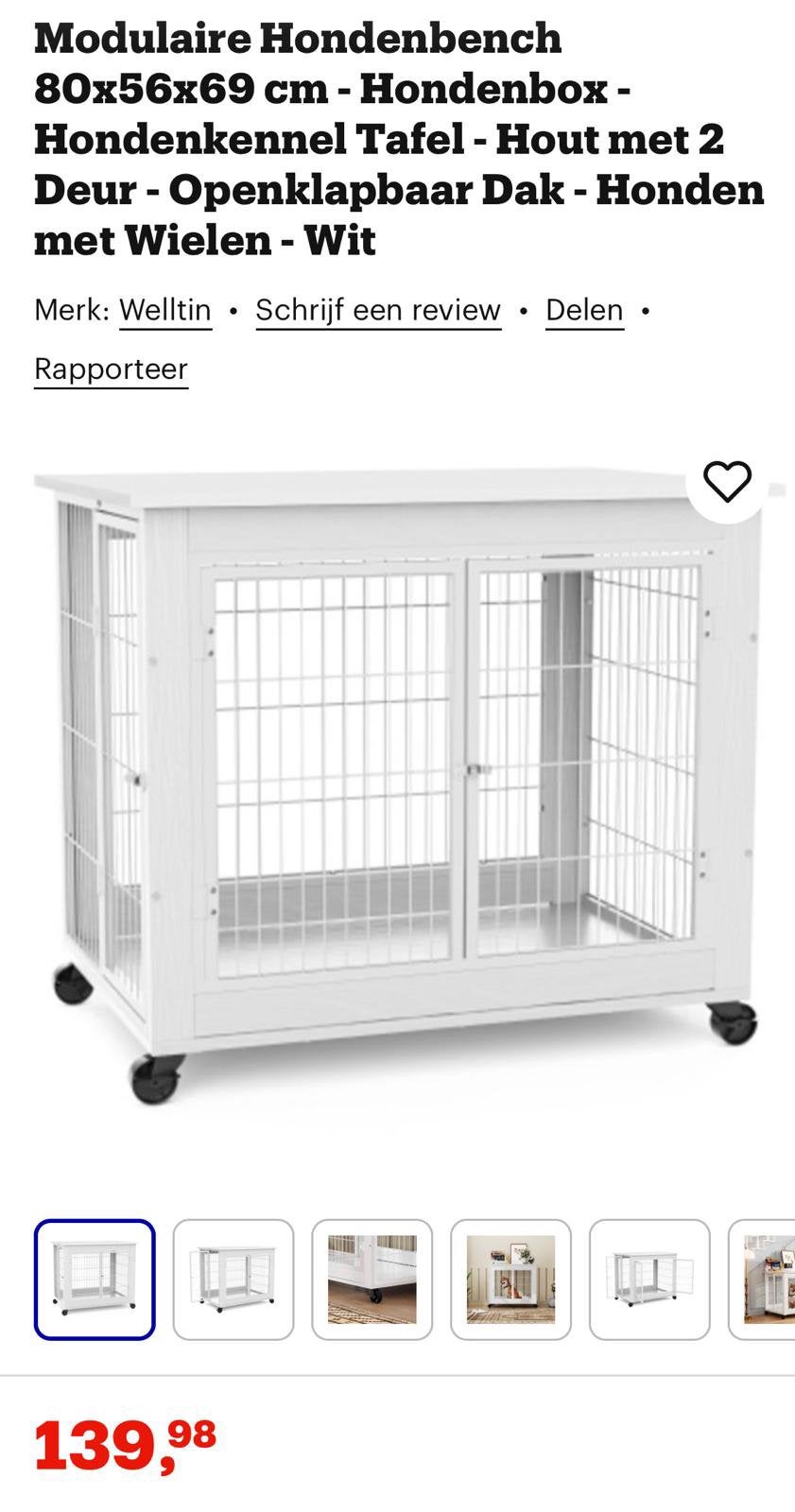 Hondenbench/tafel 1 maand out, Dieren en Toebehoren, Ophalen, Zo goed als nieuw, Hondenhok