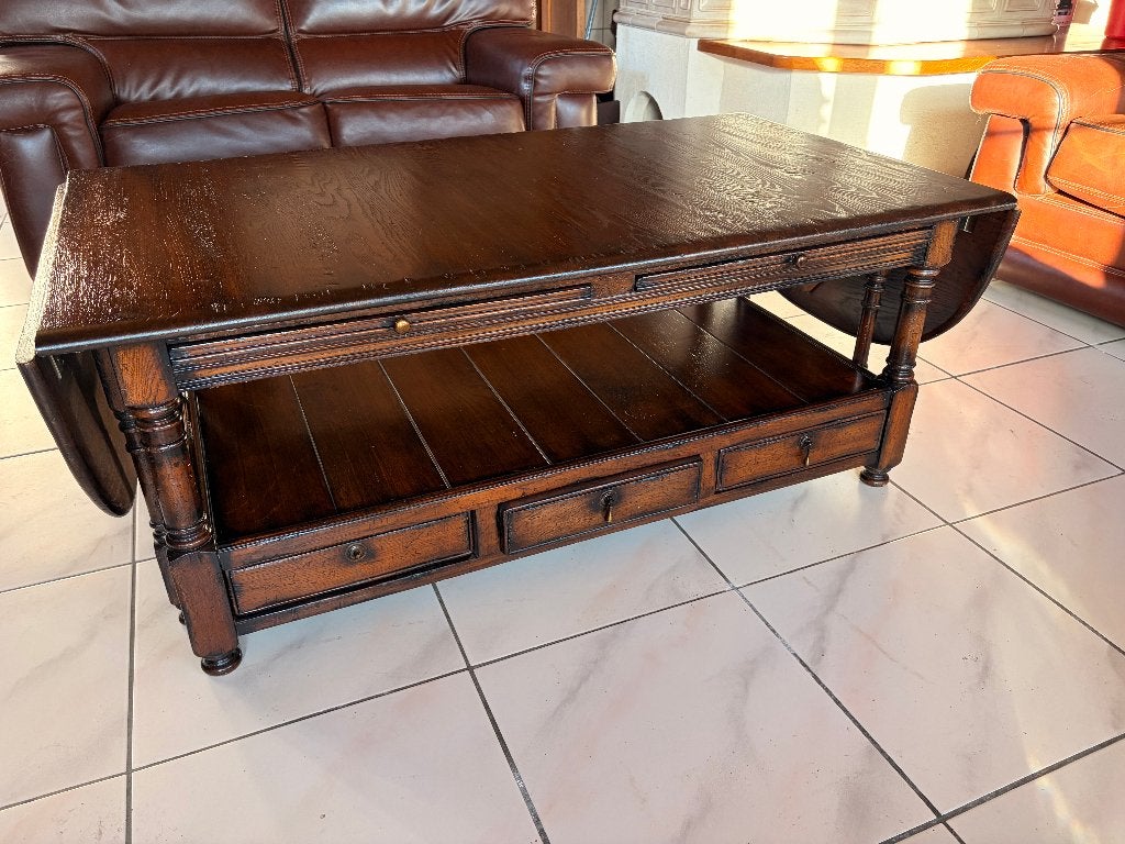 Klassieke houten uitklapbaar salontafel, Huis en Inrichting, Ophalen, Antiek / landelijk, Eikenhout, Zo goed als nieuw
