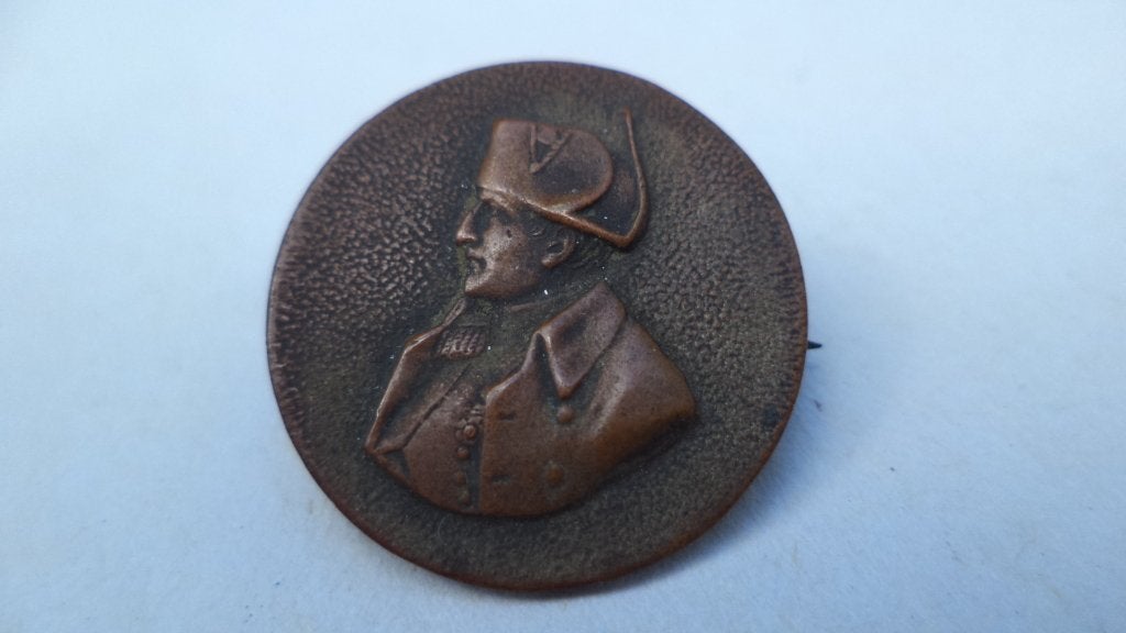 vroeg 1800 antiek munt speld Napoleon Bonaparte koper broche, Ophalen of Verzenden