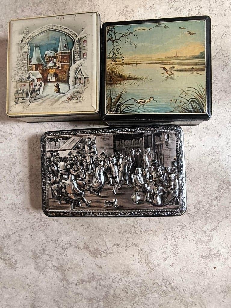blikken dozen 2x Van Melle + 1x Teniers, Verzamelen, Ophalen, Gebruikt, Overige, Overige merken