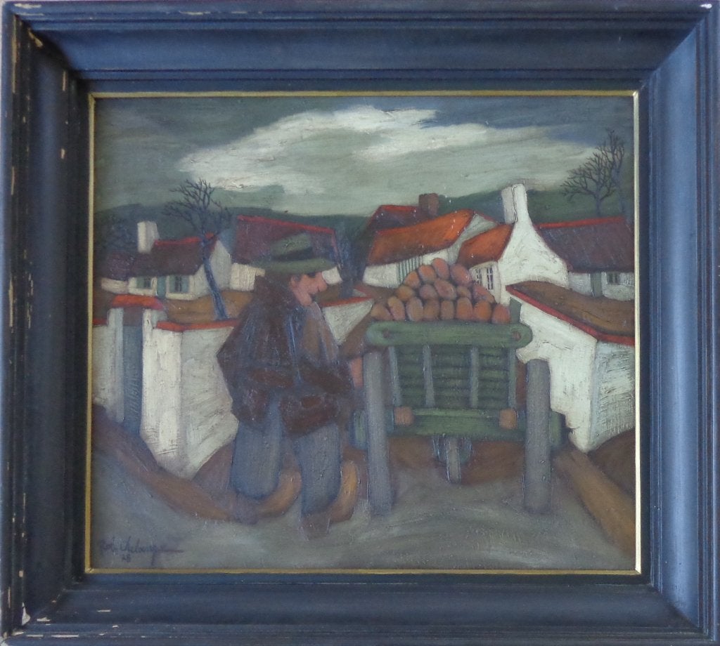 ROB DELANGE / HERFSTDRUKTE / OLIEVERF DOEK / 88x98cm / KADER, Ophalen, Doek, Gesigneerd, Olieverf