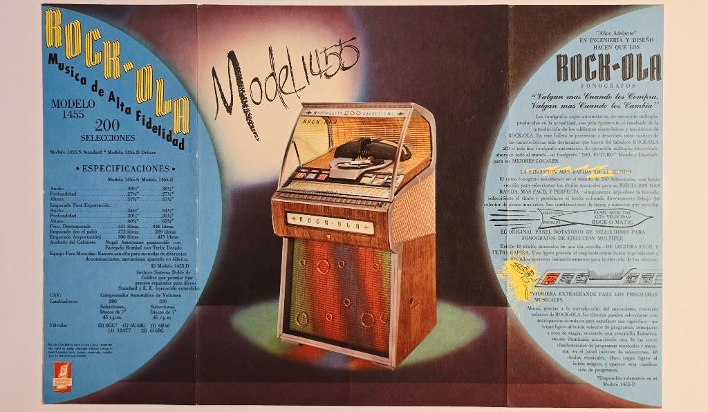 ROCK-OLA Model 1455 Juke-Box 1957 original folders, Collections, Enlèvement ou Envoi, Utilisé