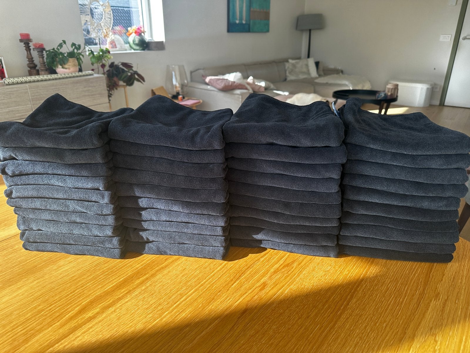 Microvezel handdoeken - zwart 40 stuks, Huis en Inrichting, Badkamer | Badtextiel en Accessoires, Ophalen, Gebruikt, Zwart, Handdoek