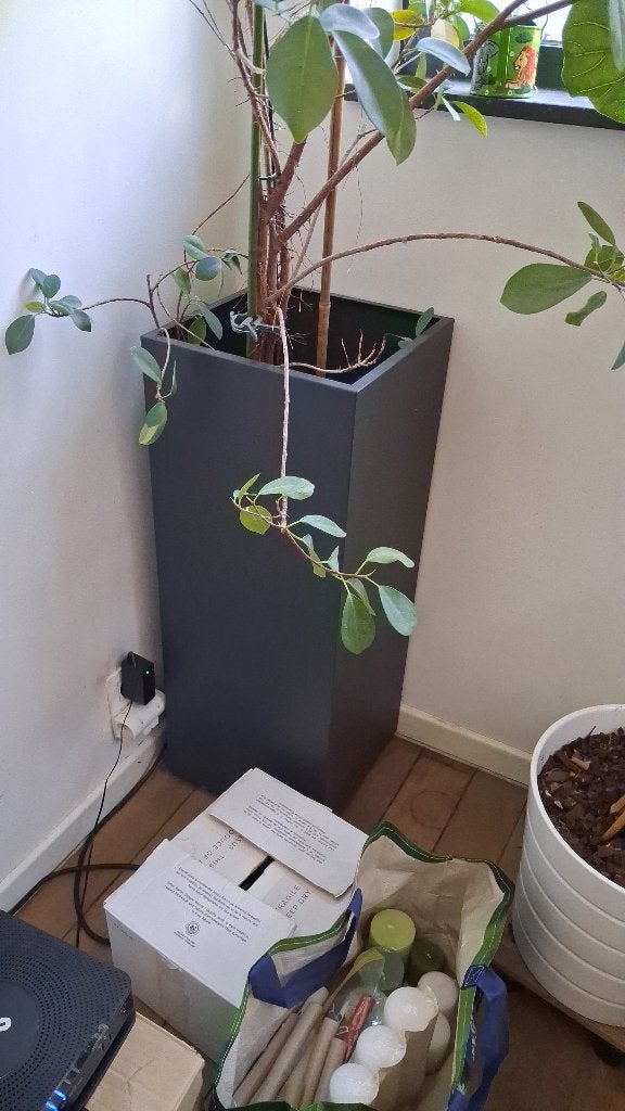 2 bloempothouders, Tuin en Terras, Ophalen, Gebruikt, Binnen, Metaal