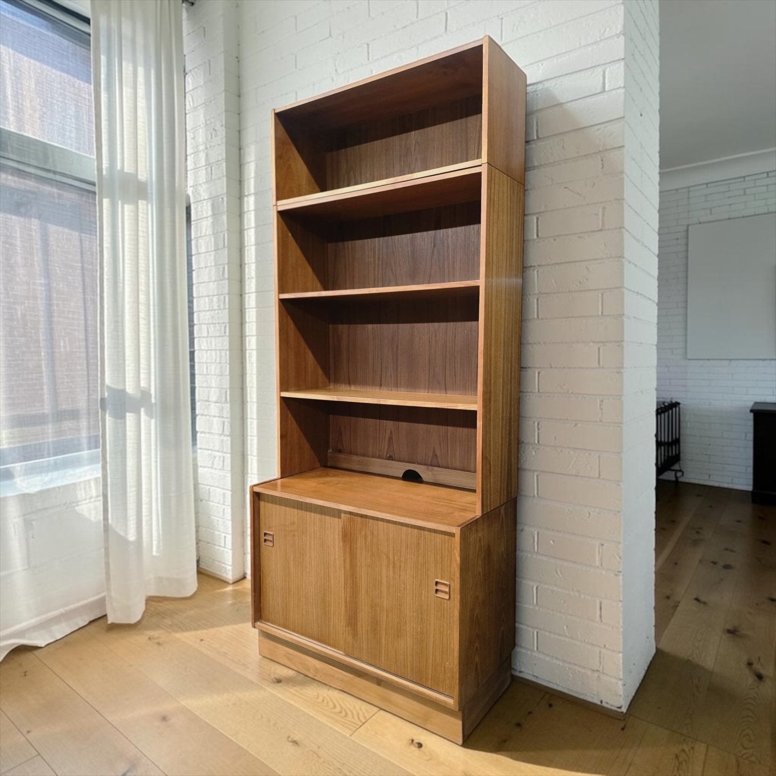 Vintage houten leggerkast / boekenkast / vitrine, Ophalen