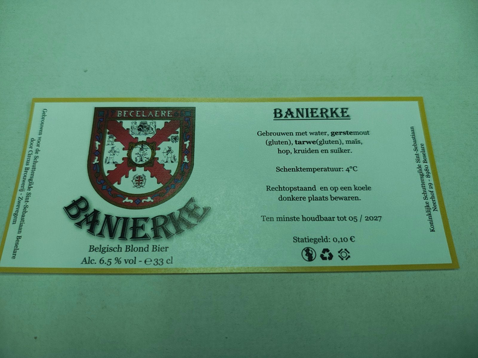 Étiquette de bière BANIERKE (brasserie Circus), Collections, Enlèvement ou Envoi, Neuf, Autres marques