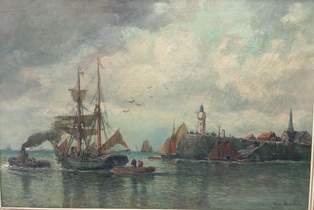MAURICE BAUDIN peinture le chef-d'œuvre Saint-Nazaire 1889, Antiquités & Art, Enlèvement ou Envoi