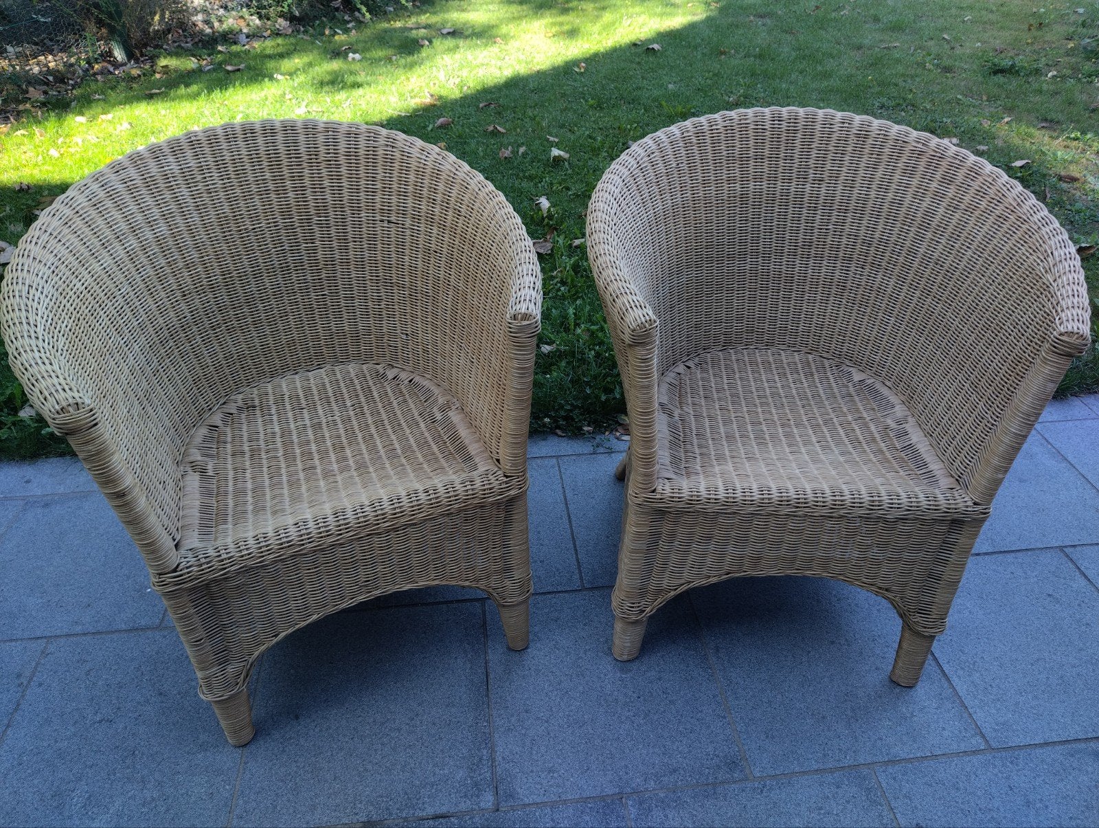 set van 2 rieten stoelen, Ophalen, Gebruikt, Riet of Rotan, Twee