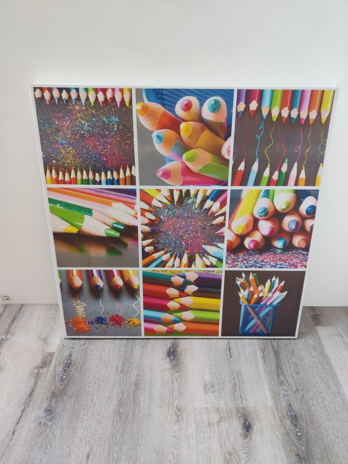 Canvas kleurpotloden 80x80cm, Huis en Inrichting, Ophalen, Meerkleurig, Zo goed als nieuw, Wandbord of Wandpaneel