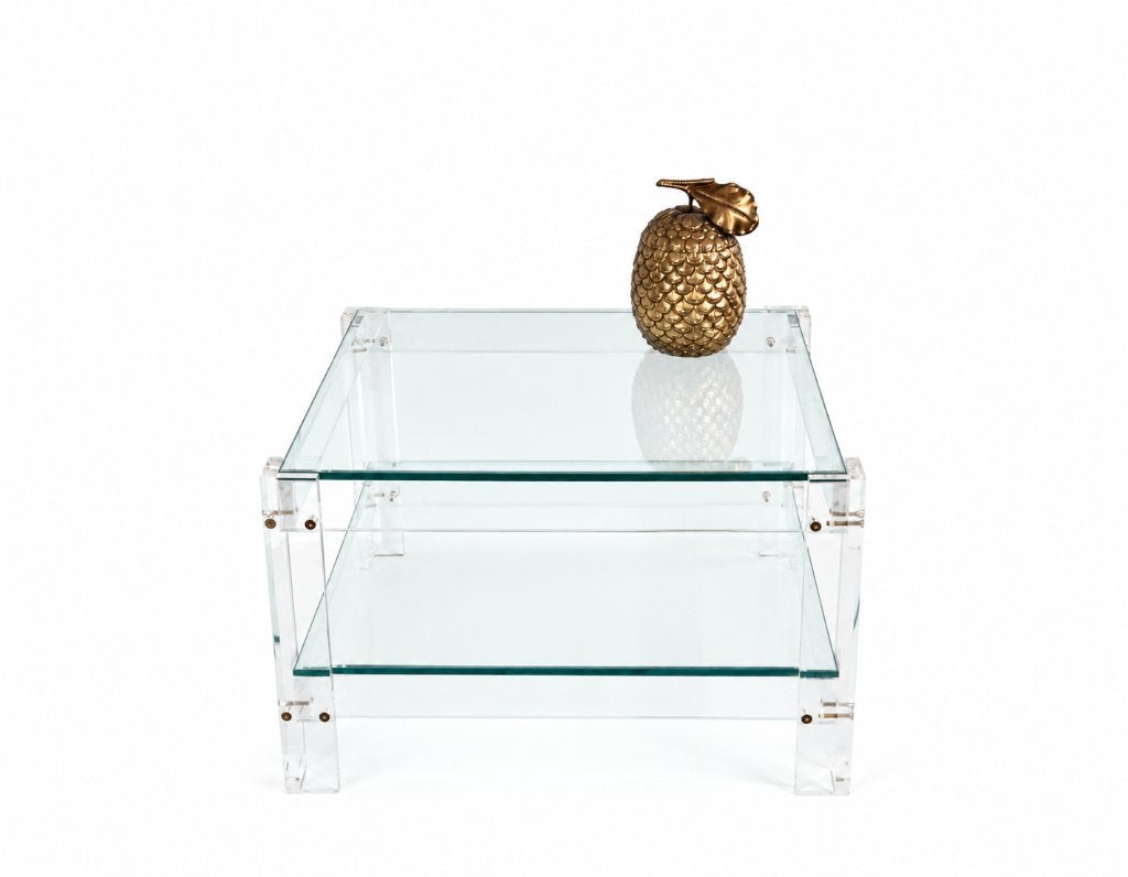 1970s Design Coffee Table - Lucide Salontafel, Huis en Inrichting, Ophalen, Zo goed als nieuw, Vierkant, Glas
